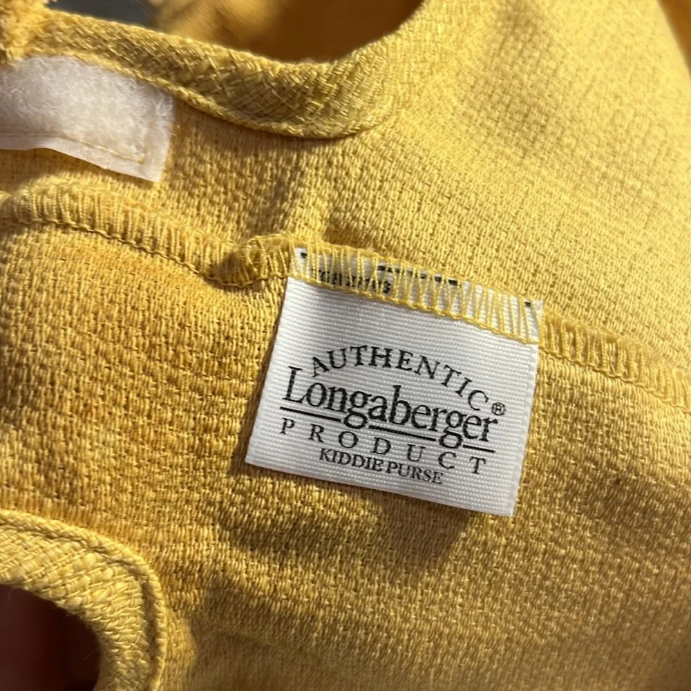 Longaberger kiddie purse mini wooden basket with plastic liner yellow fabric